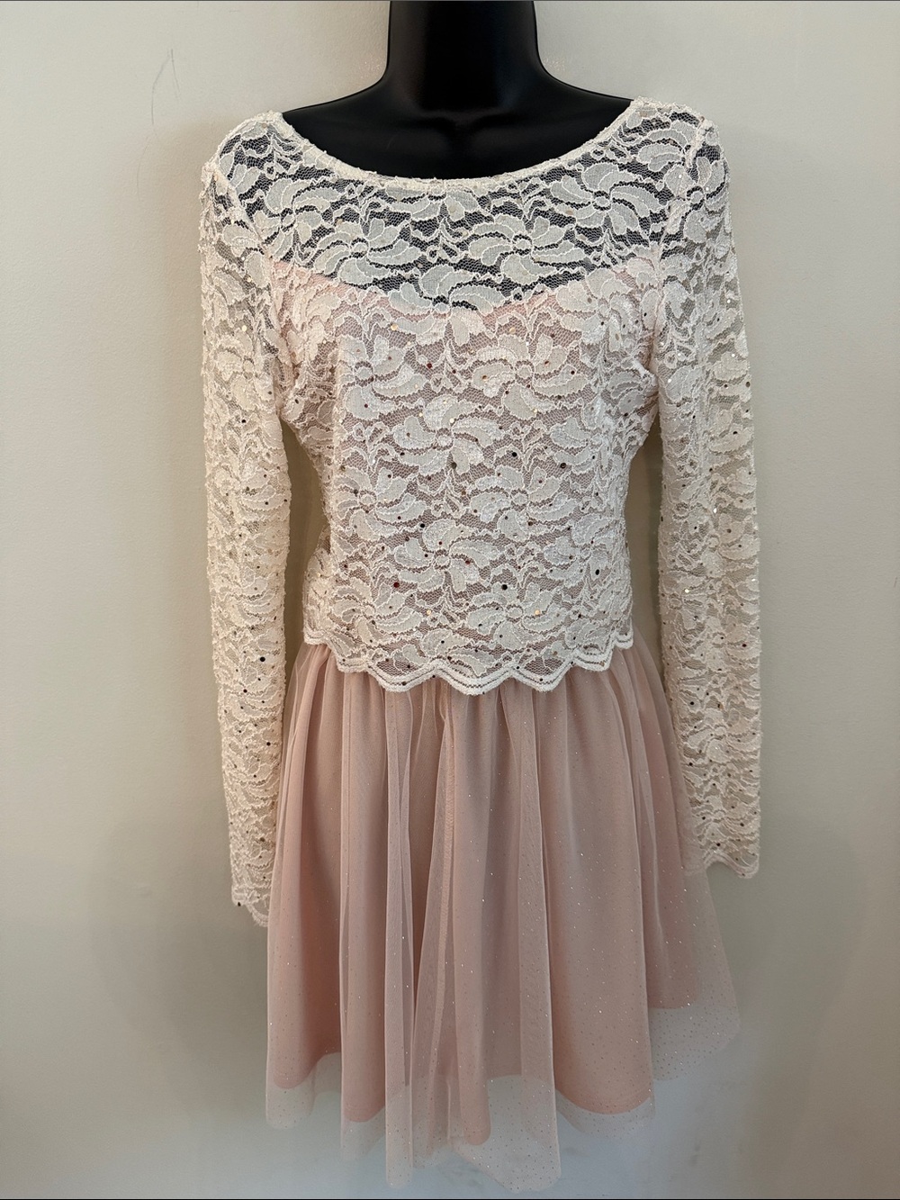 Jump Apparel Lace Bodice Prom / Formal 2 piece in Blush and Ivory  Size XS
